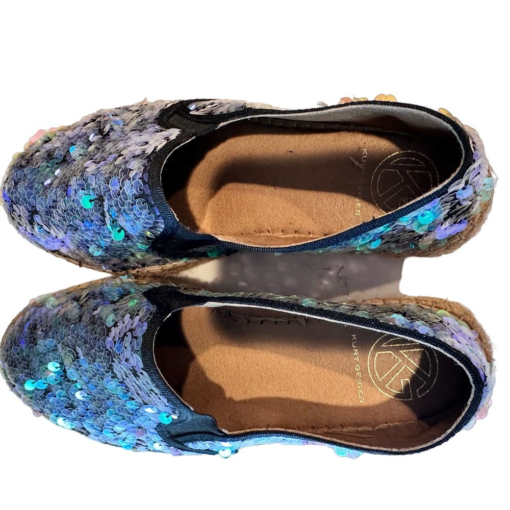 Kurt Geiger Milo Sequin Flatform Espadrilles in Blue/Turquoise/Lavender Size 38 - Picture 4 of 9